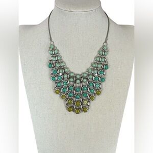 Lia Sophia Silver-Tone Green Multi Stone Statement Necklace